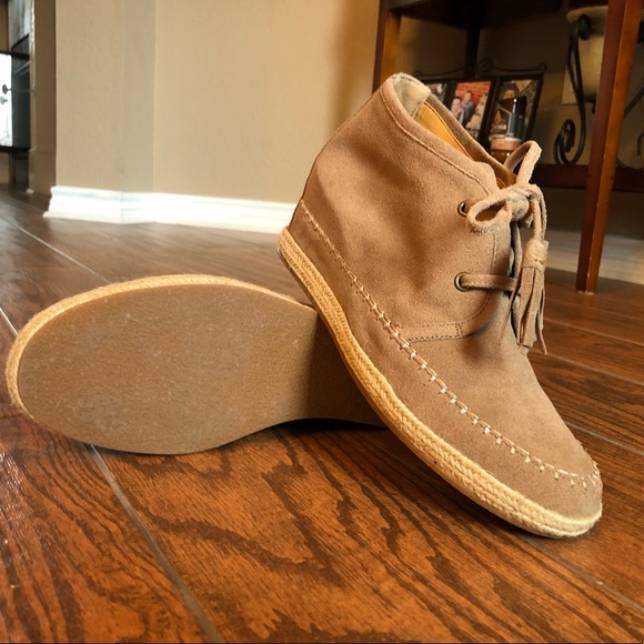 Crown Vintage Mac Wedge Ankle Booties Suede 10 - Picture 2 of 5